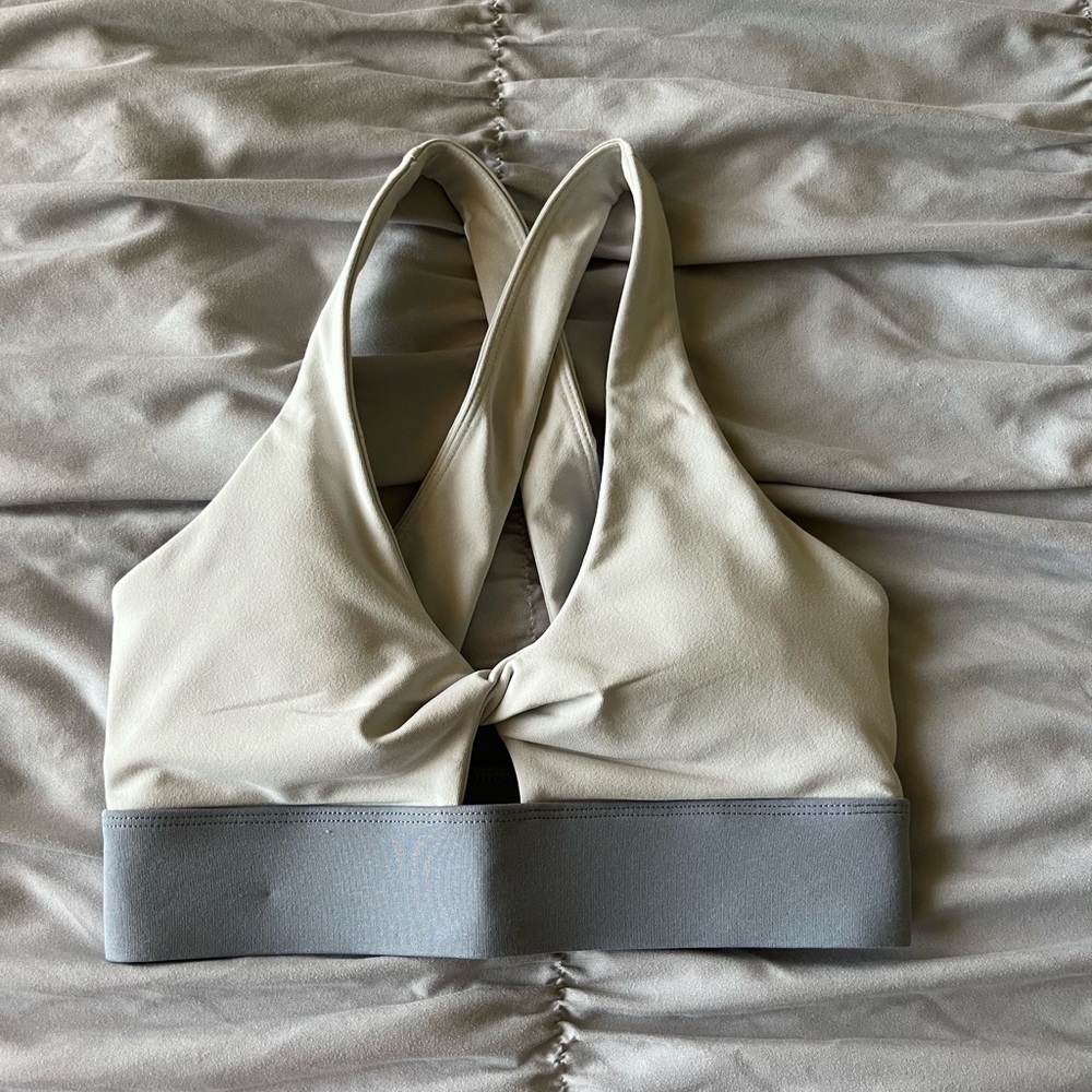 Fabletics grey twist sports bra